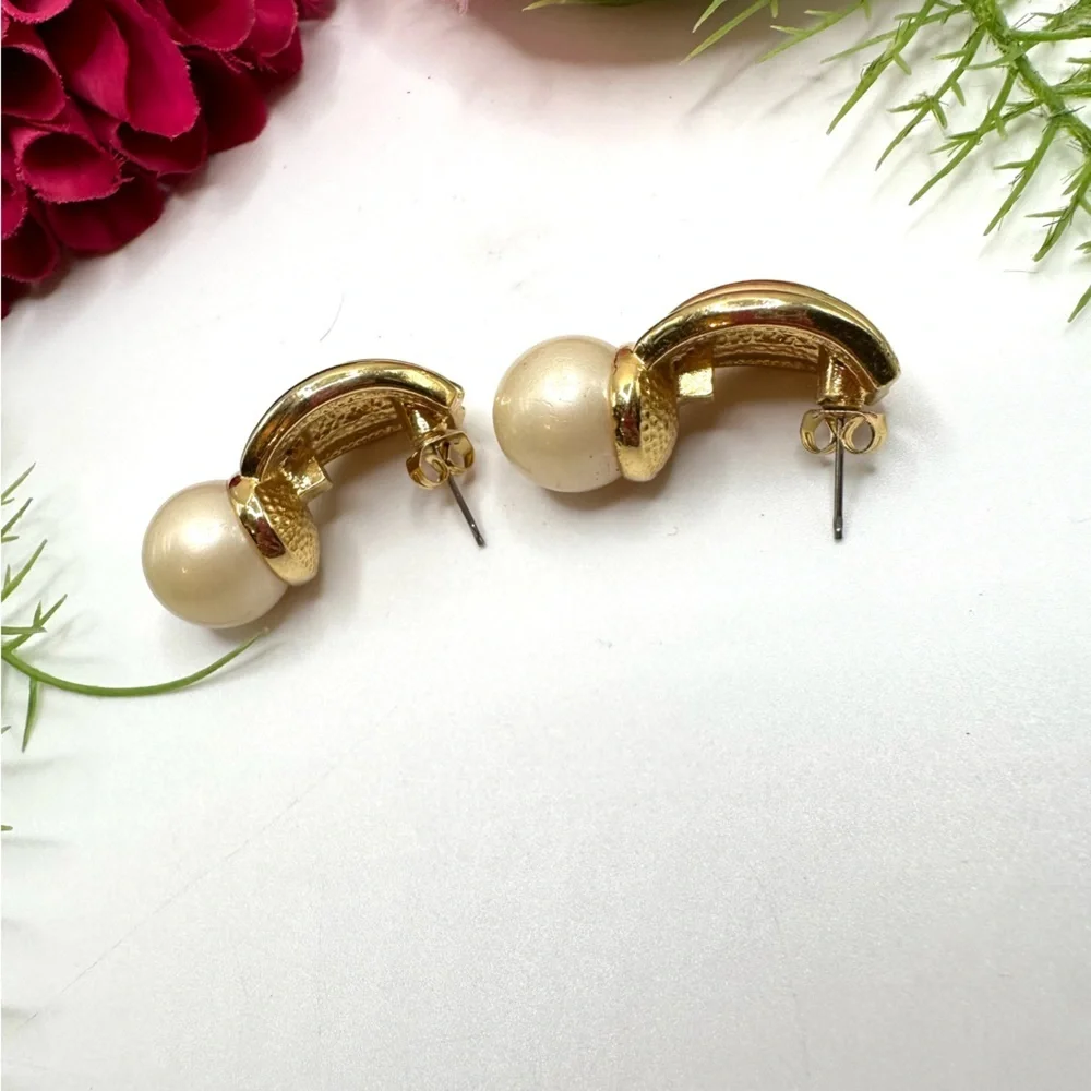 VINTAGE⚜️RETRO Golden Pearl Crystal Drop Earrings